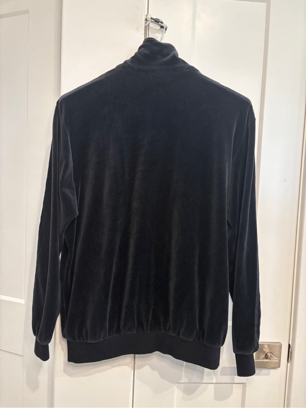 adidas Black Velour Full-Zip Track Jacket with Three Stripes. Size XL - Picture 3 of 9